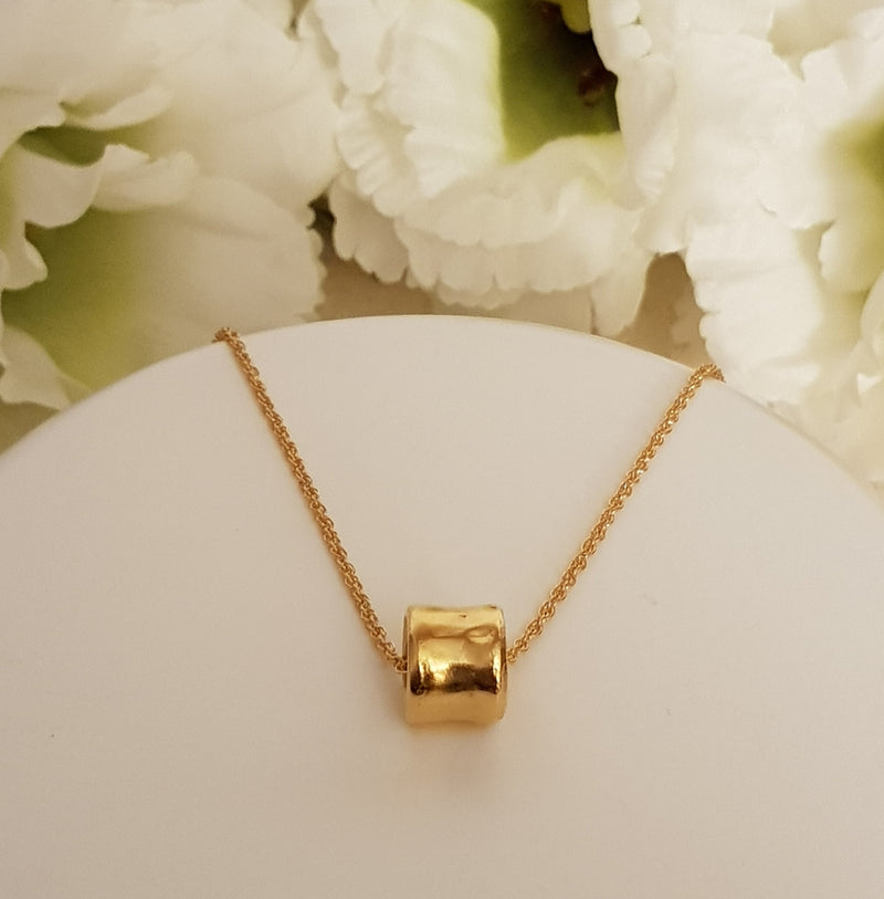 Tube Ring Charm Pendant Gold Plated Necklace-ZadokGold