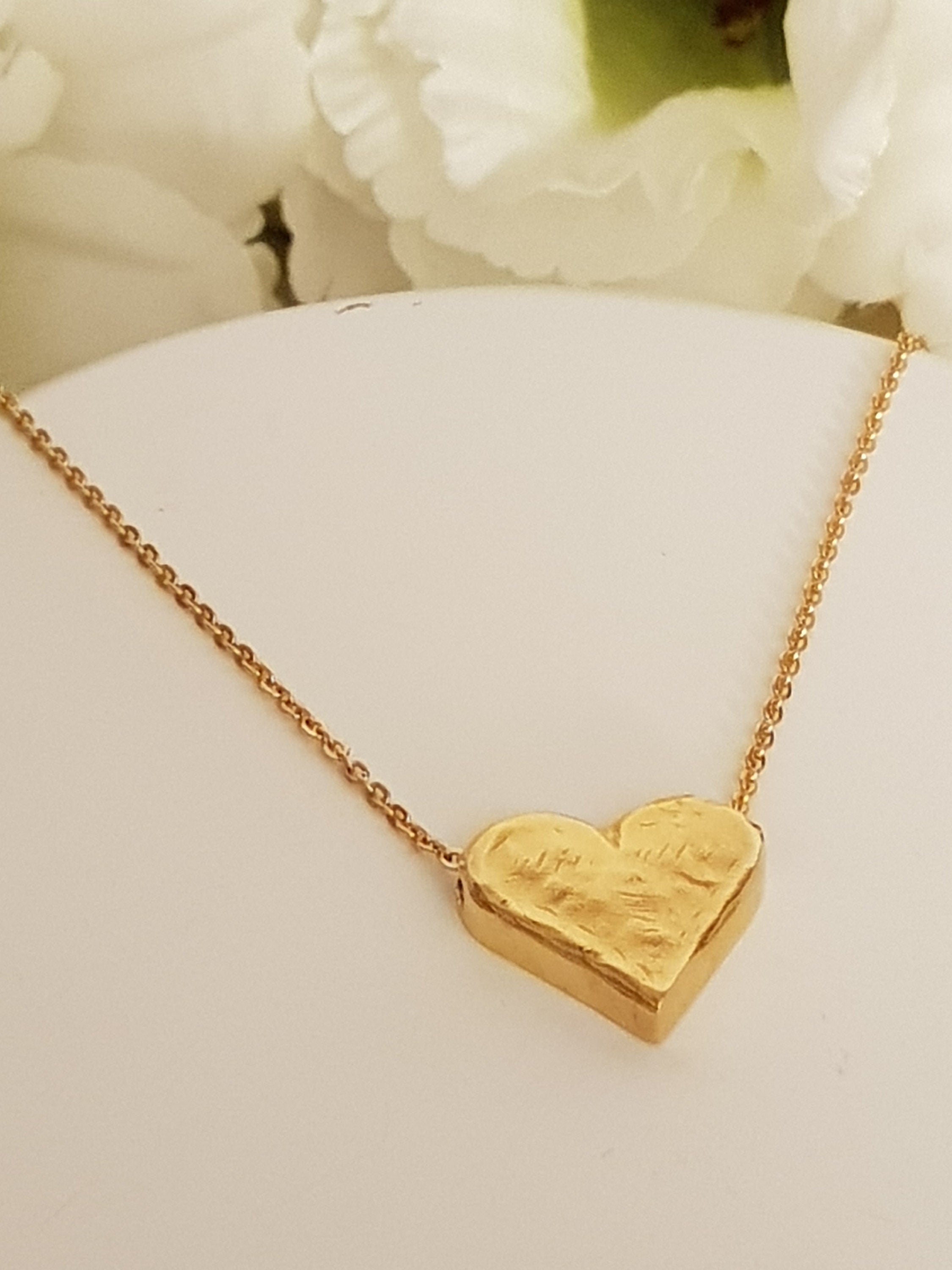 Small Gold Heart Charm Necklace Gold Plated