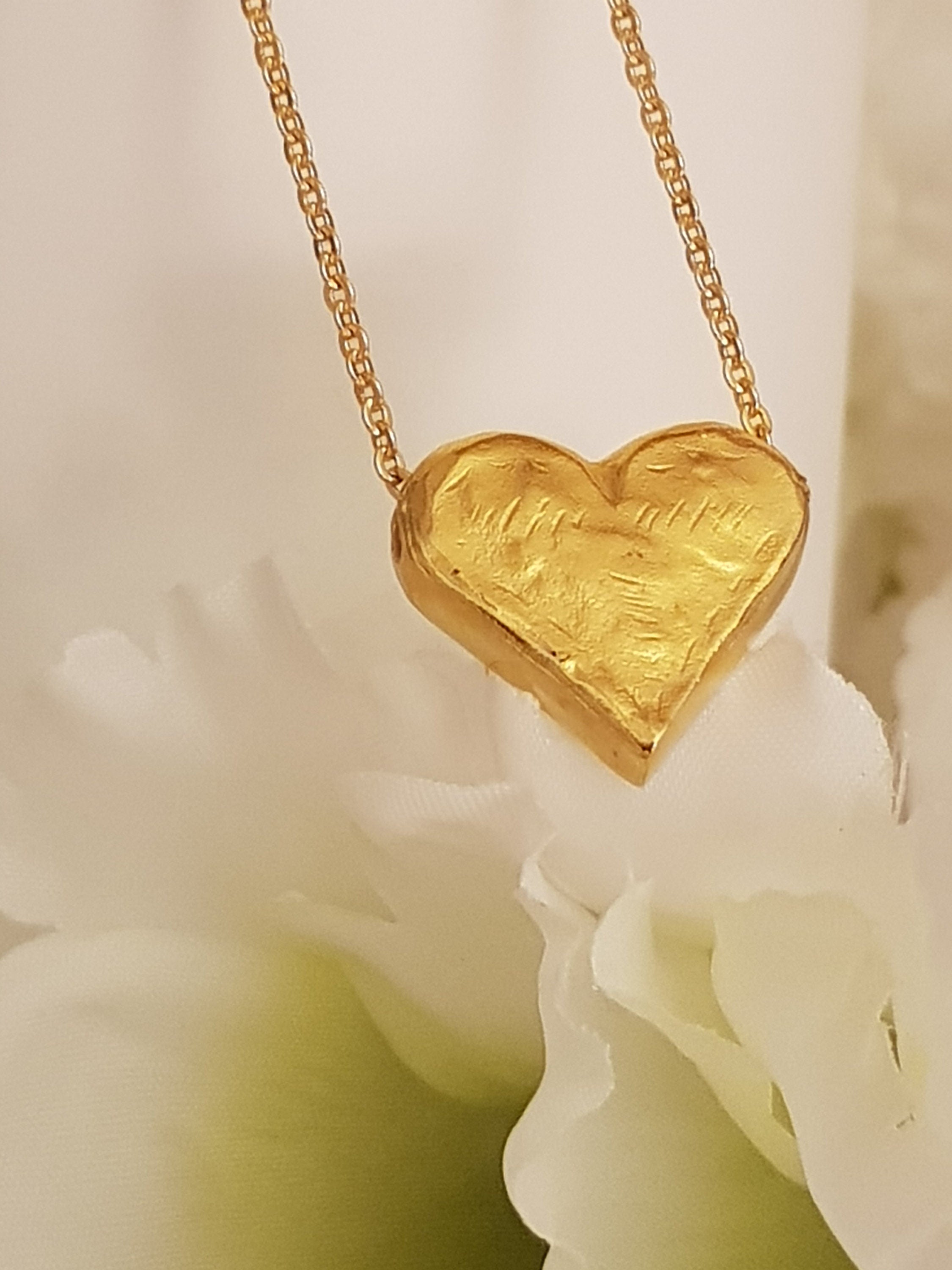 Small Gold Heart Charm Necklace Gold Plated