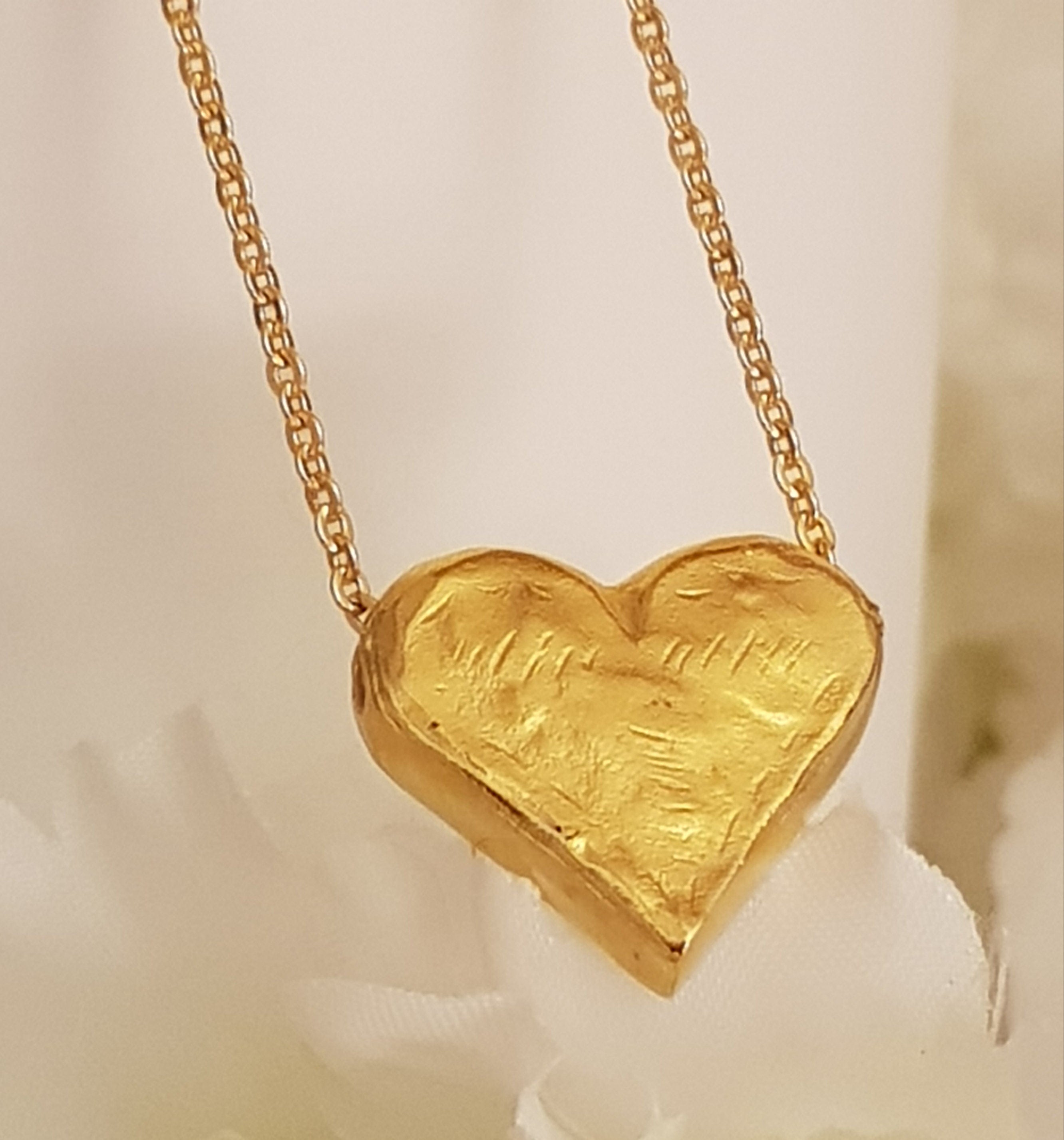 Small Gold Heart Charm Necklace Gold Plated