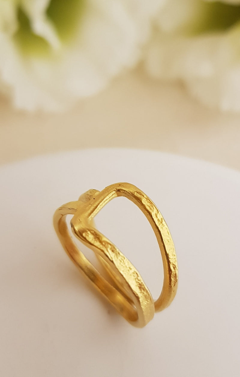 Geometric Textured Gold Ring 18k Gold plated-ZadokGold