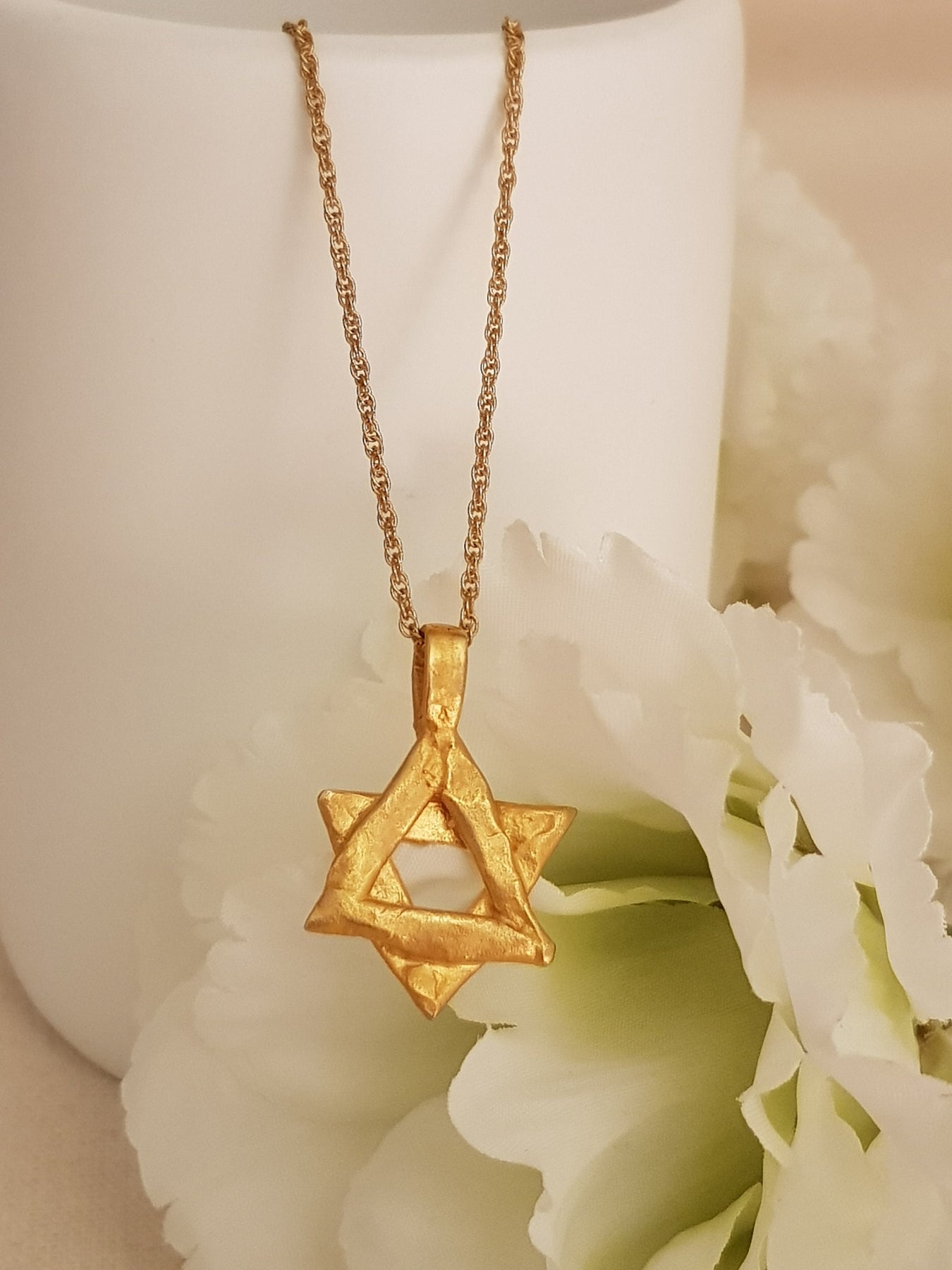 Magen David Star Pendant Jewish Necklace Gold Plated – ZadokGold