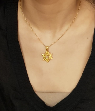 Magen David Star Pendant Jewish Necklace Gold Plated-ZadokGold