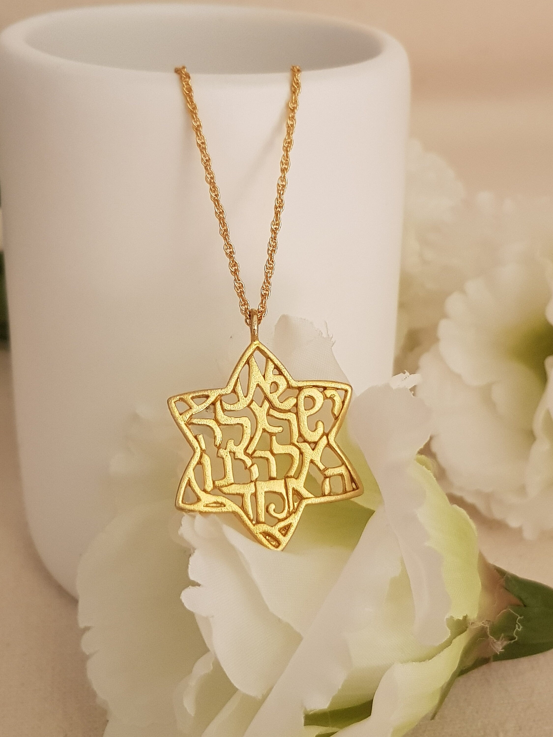 Star of David Pendant Necklace Gold Plated