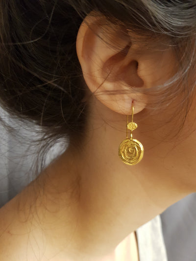 Gold Ethnic Disc Dangle Earrings for Women-ZadokGold