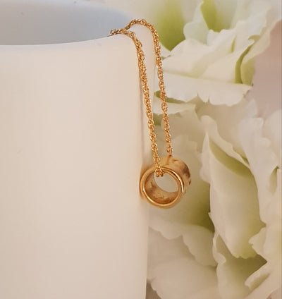 Tube Ring Charm Pendant Gold Plated Necklace-ZadokGold