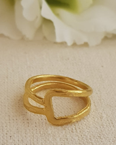 Geometric Textured Gold Ring 18k Gold plated-ZadokGold