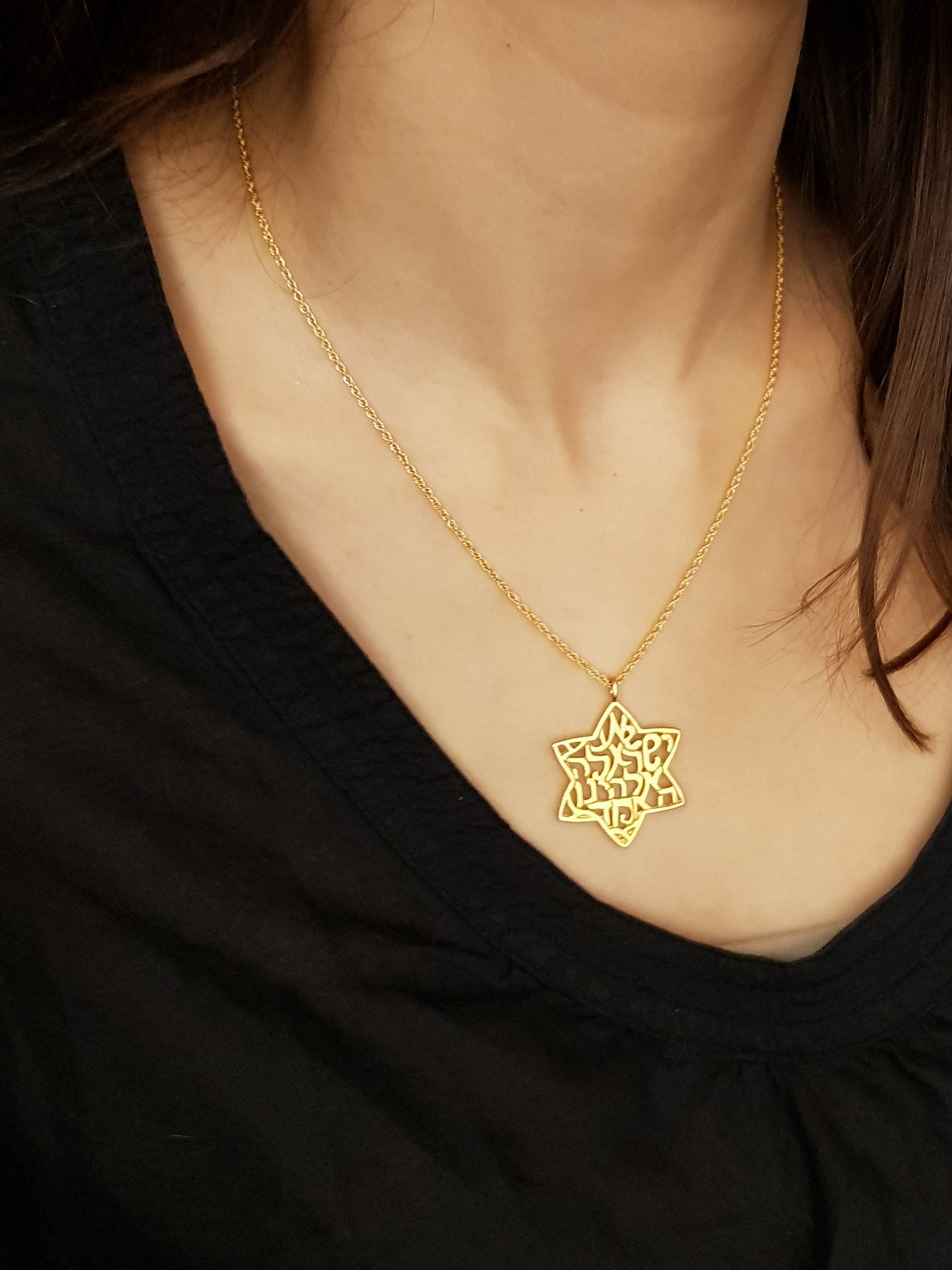 Star of David Pendant Necklace Gold Plated