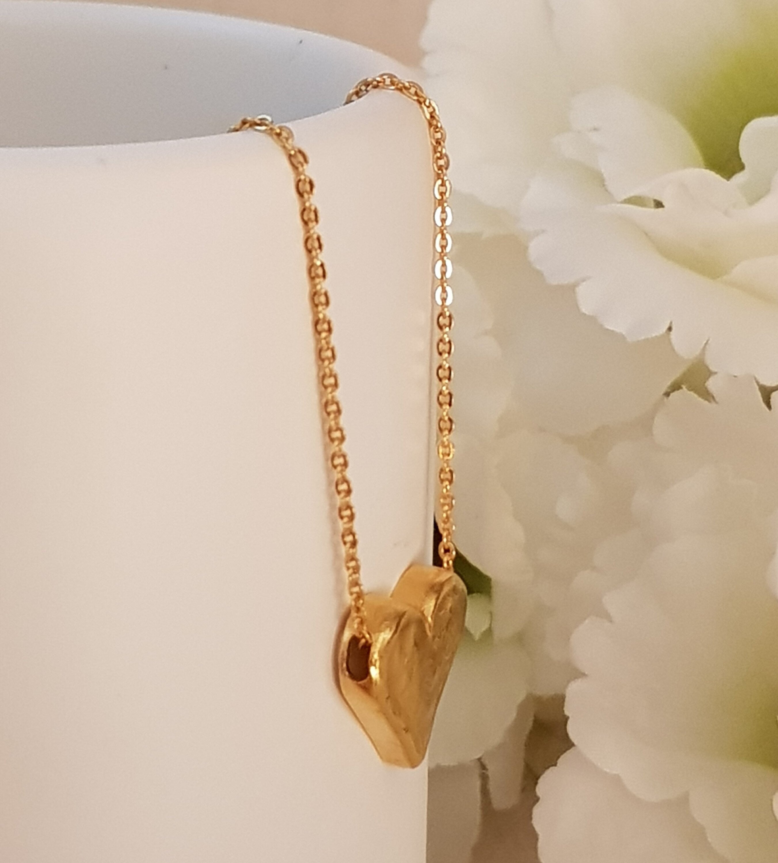 Small Gold Heart Charm Necklace Gold Plated