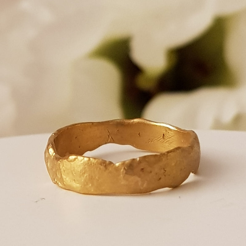 18k Solid Gold Wedding Ring, Womens Wedding Band, Bohemian Alternative Wedding Jewelry, His And Hers Ring-ZadokGold