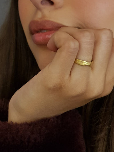 22k Gold Wedding Ring, Hammered Gold Ring, Organic Gold Ring, Boho Wedding Ring for Women, Simple Band, Geometric Ring Antique Style Ring-ZadokGold