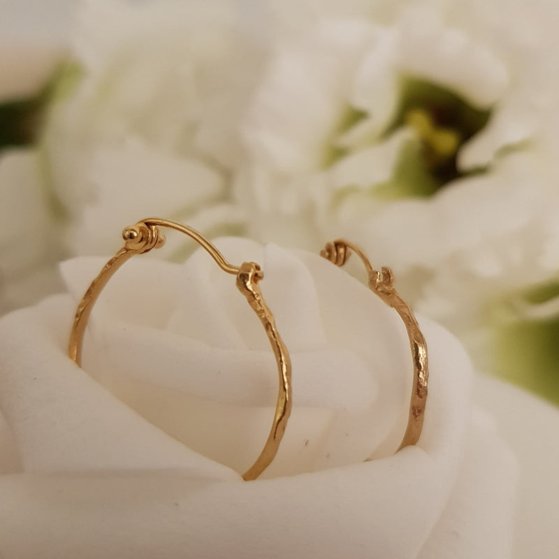 Large gold hoop earrings - 14K gold women earrings - Diameter 24mm-ZadokGold