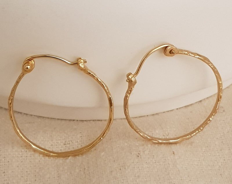 Large gold hoop earrings - 14K gold women earrings - Diameter 24mm-ZadokGold