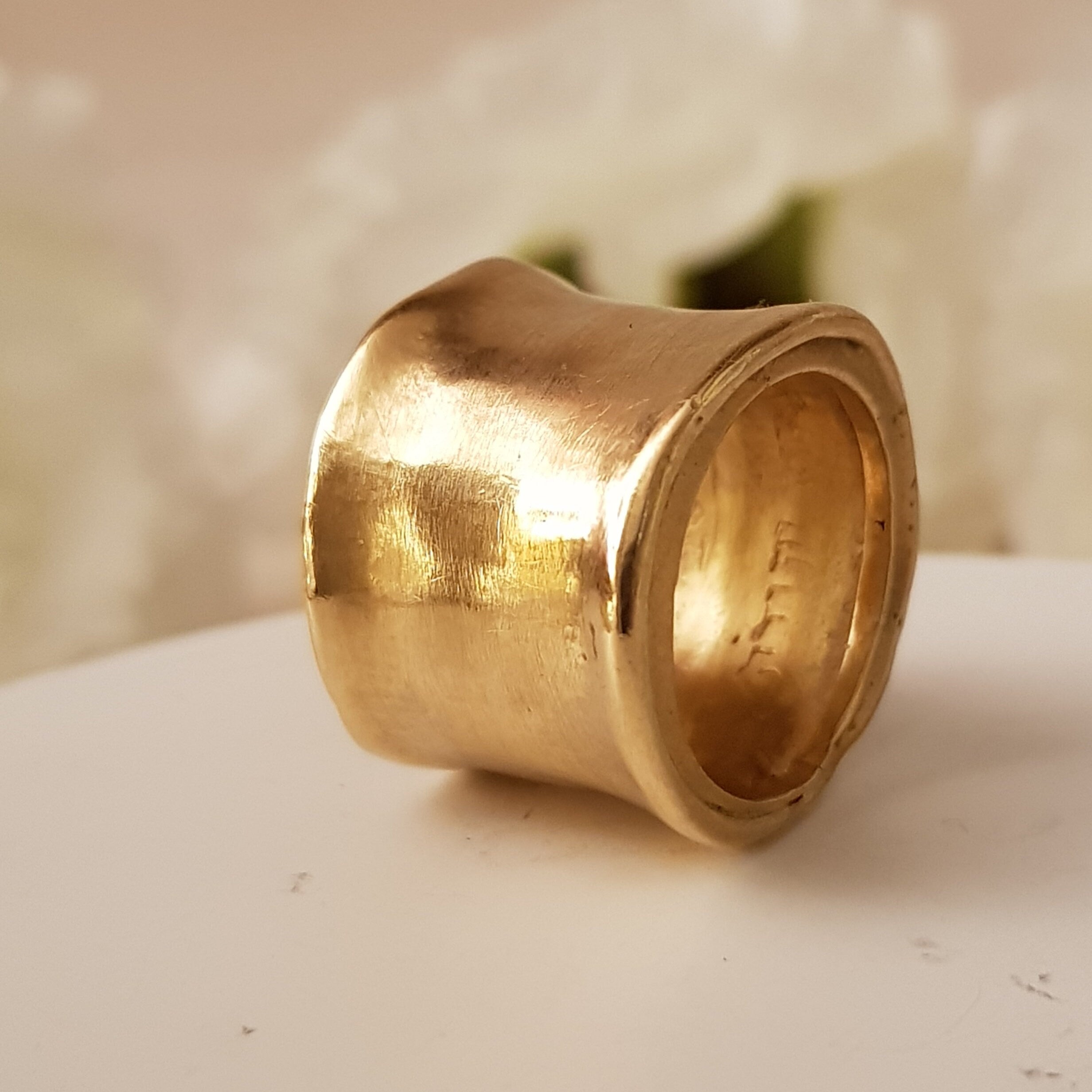 Extra Wide 18k Solid Yellow Gold Cigar Band Ring