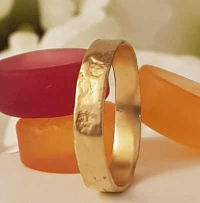 14k Textured Gold Wedding Ring Set - His and Hers Gold Rings-ZadokGold