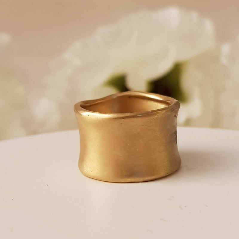 18K Solid Gold Wedding Ring 12mm Wide Textured Matte Finish-ZadokGold