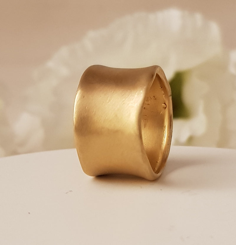 18K Solid Gold Wedding Ring 12mm Wide Textured Matte Finish-ZadokGold