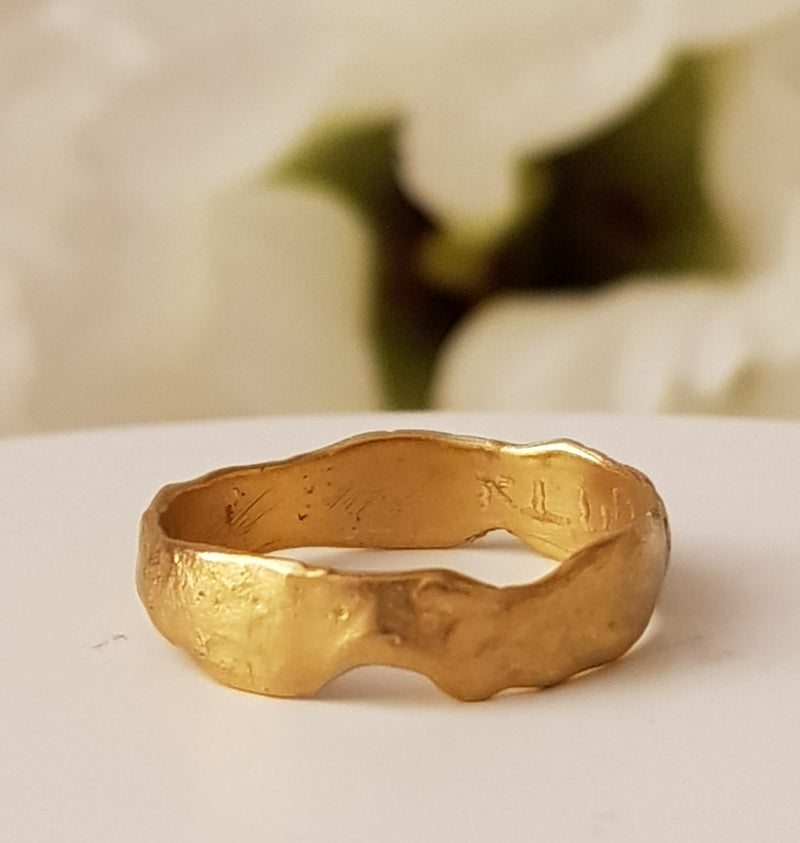 18k Solid Gold Wedding Ring, Womens Wedding Band, Bohemian Alternative Wedding Jewelry, His And Hers Ring-ZadokGold