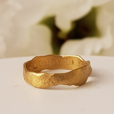 18k Solid Gold Wedding Ring, Womens Wedding Band, Bohemian Alternative Wedding Jewelry, His And Hers Ring-ZadokGold