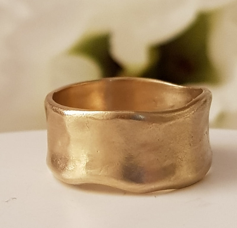 18K Solid Gold Wide Women’s Wedding Band-ZadokGold