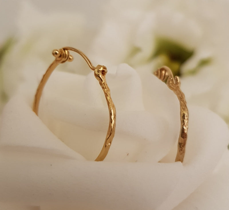 Large gold hoop earrings - 14K gold women earrings - Diameter 24mm-ZadokGold