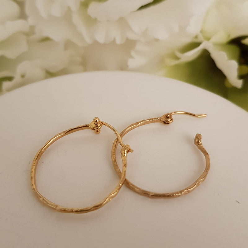 Large gold hoop earrings - 14K gold women earrings - Diameter 24mm-ZadokGold