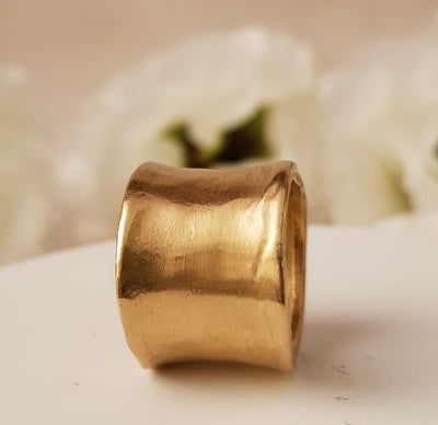 Extra Wide 18k Solid Yellow Gold Cigar Band Ring-ZadokGold