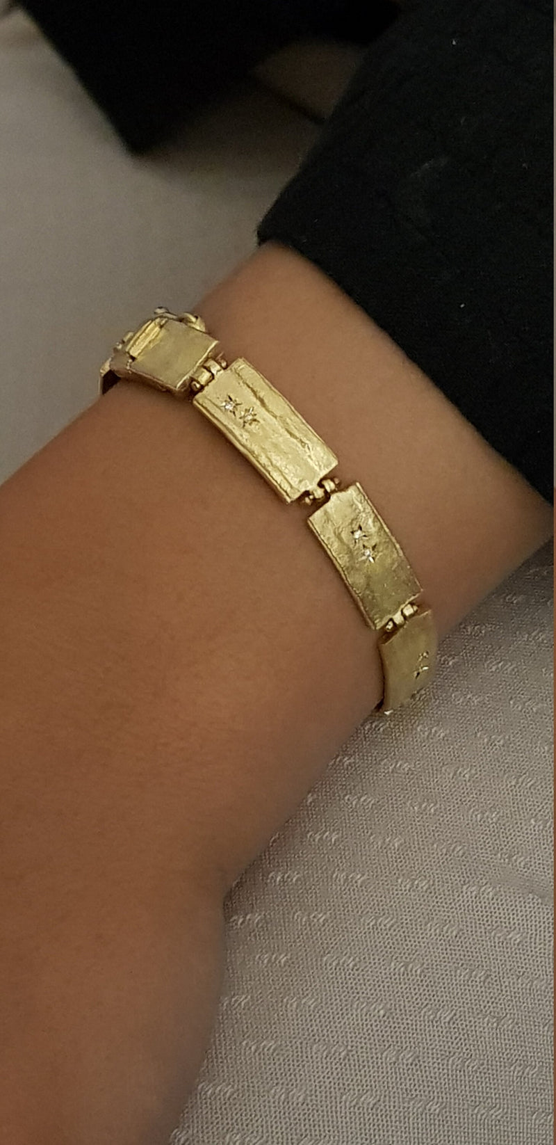 18k Gold Link Bracelet with Small Diamonds