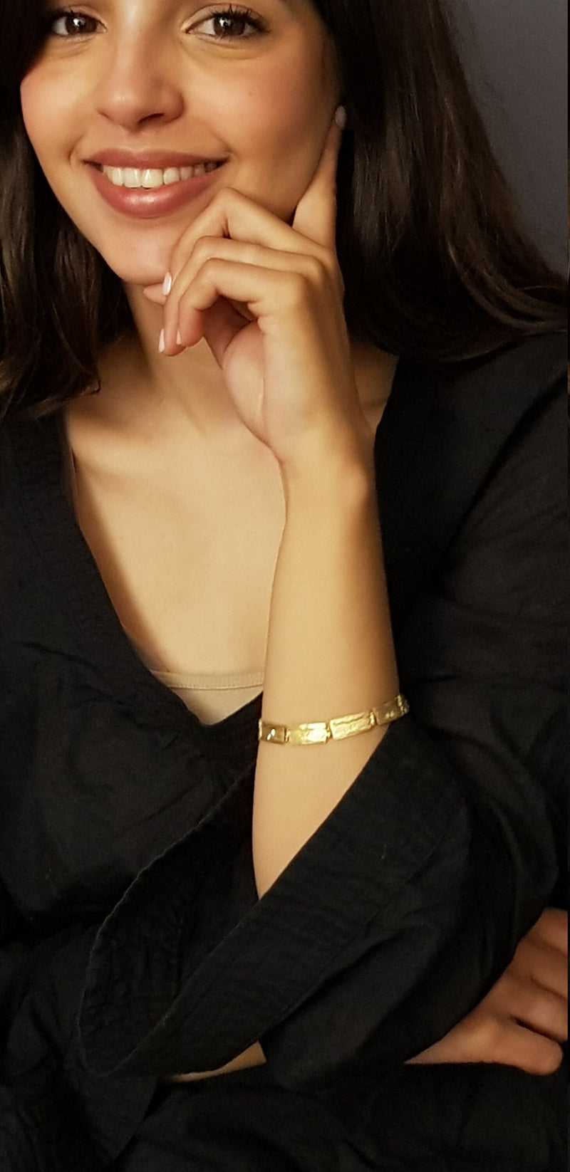 18k Gold Link Bracelet with Small Diamonds