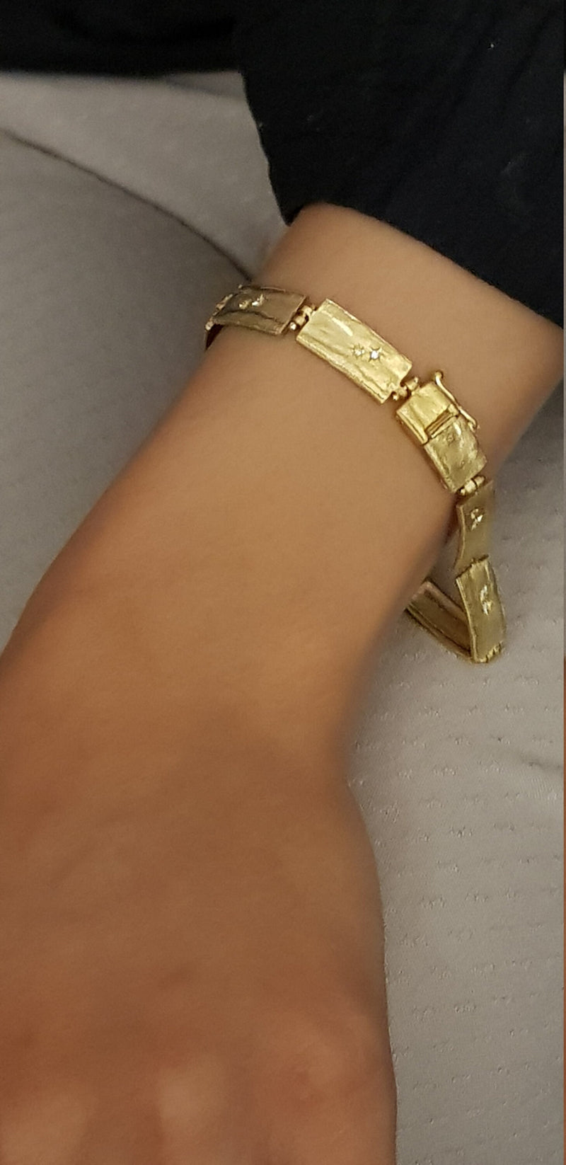 18k Gold Link Bracelet with Small Diamonds