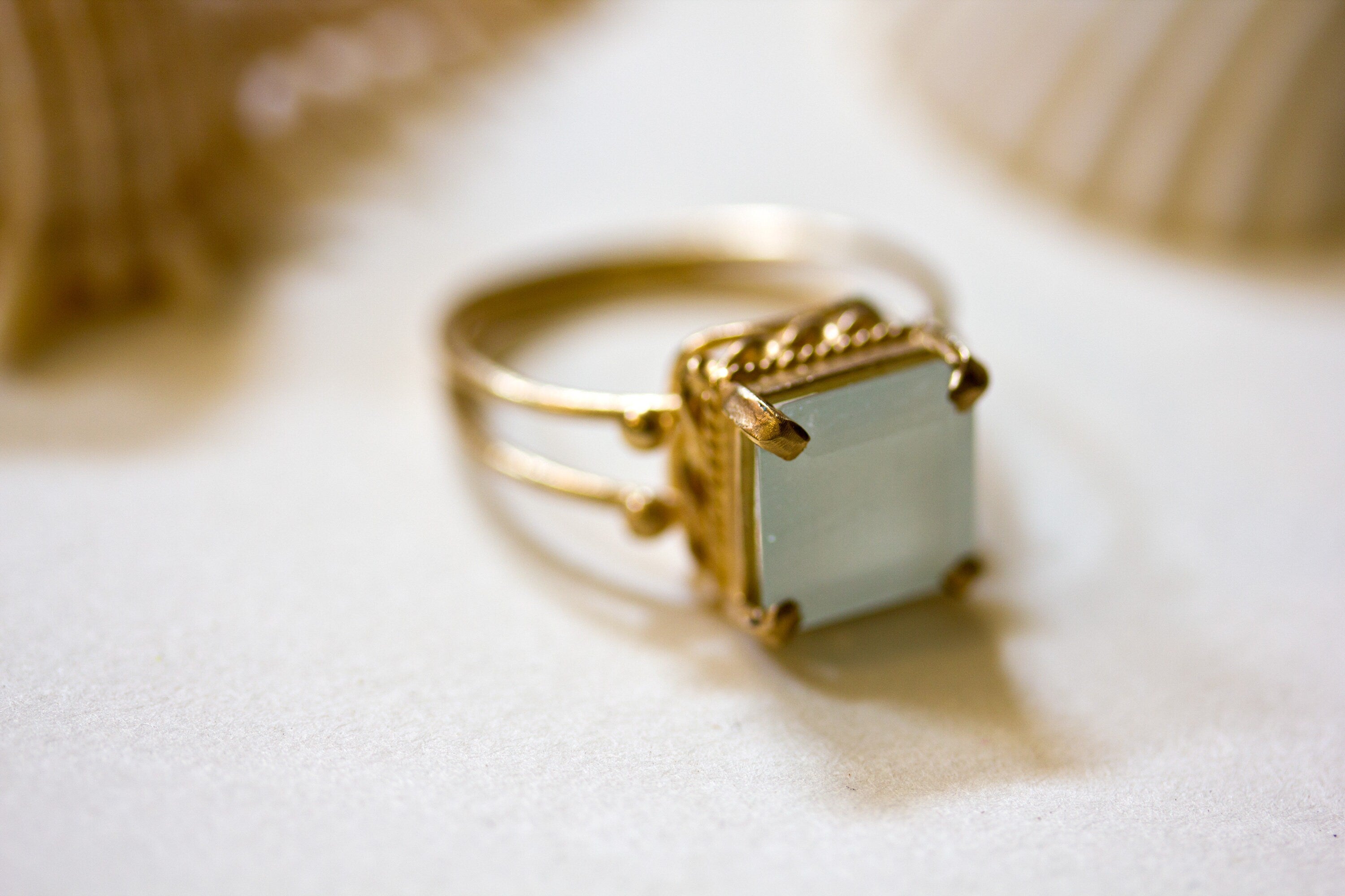 Ice Aquamarine Square Gemstone Cocktail Ring 18k Gold