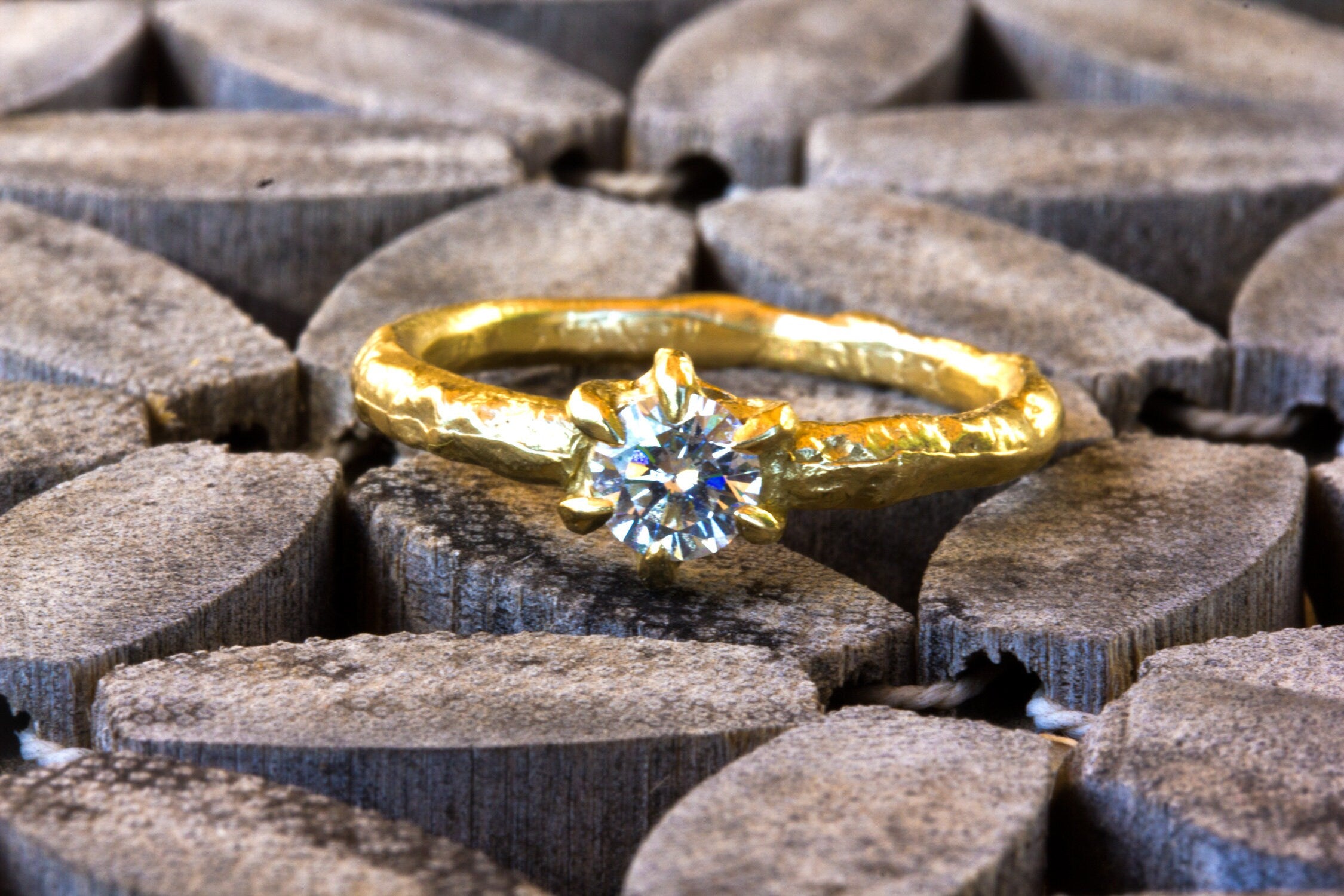 Antique Style Half Carat Diamond Engagement in 14k Yellow Gold