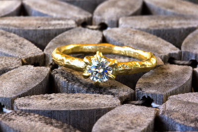 Antique Style Half Carat Diamond Engagement in 14k Yellow Gold-ZadokGold