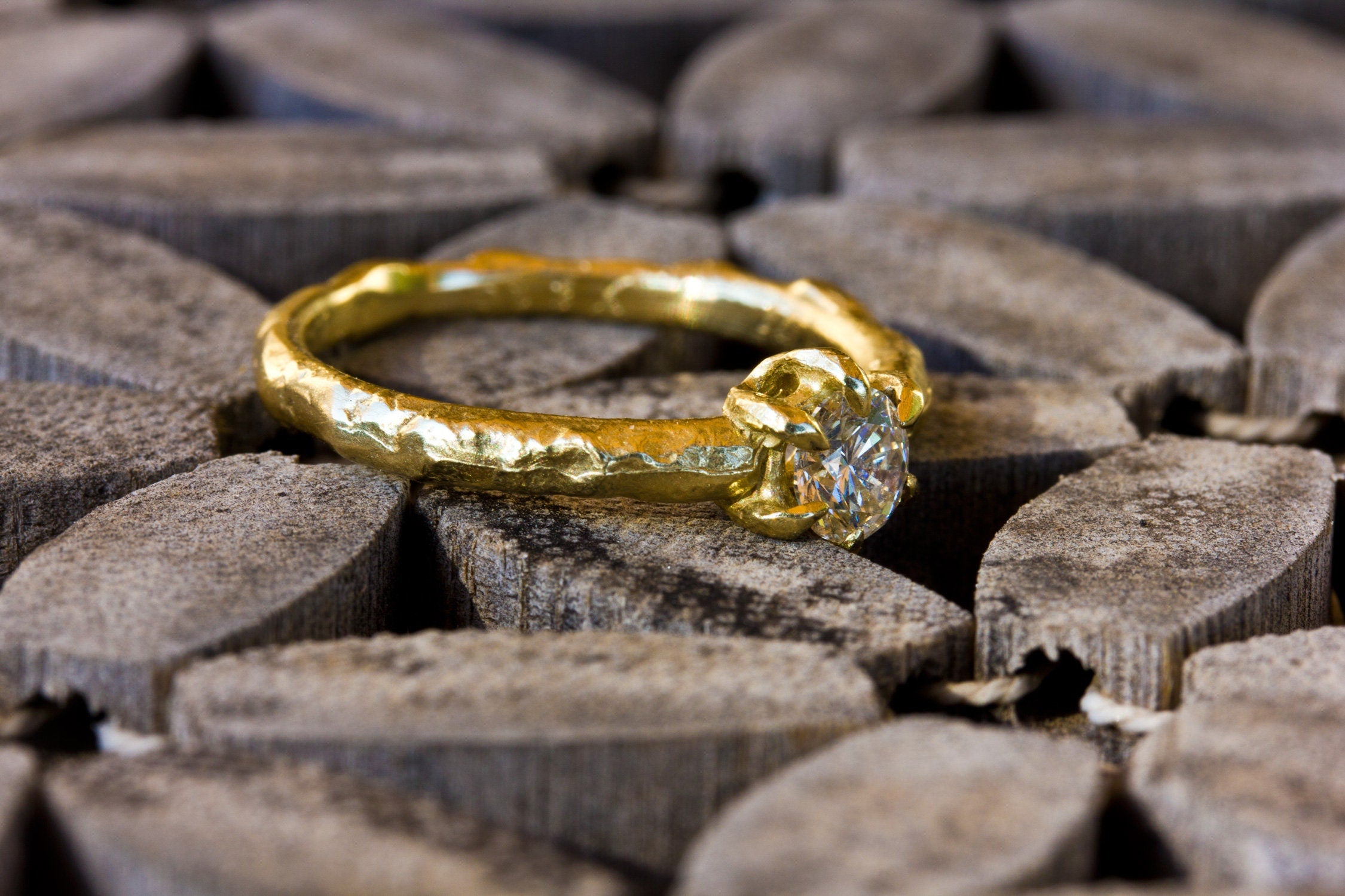 Antique Style Half Carat Diamond Engagement in 14k Yellow Gold