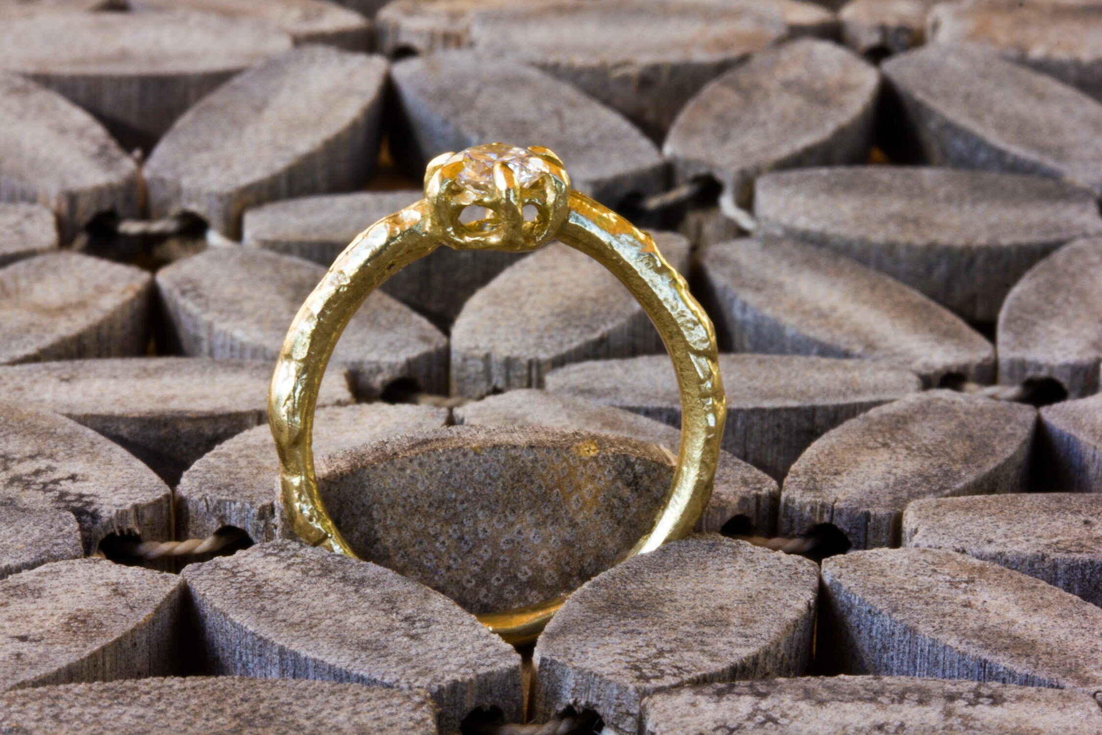 Antique Style Half Carat Diamond Engagement in 14k Yellow Gold