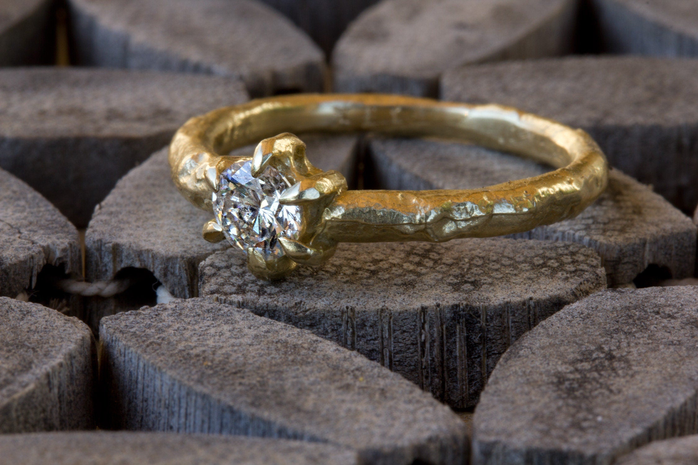 Antique Style Half Carat Diamond Engagement in 14k Yellow Gold