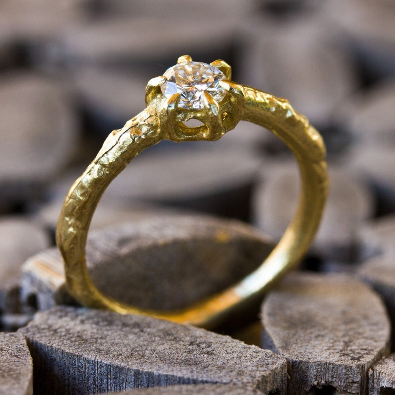 Antique Style Half Carat Diamond Engagement in 14k Yellow Gold