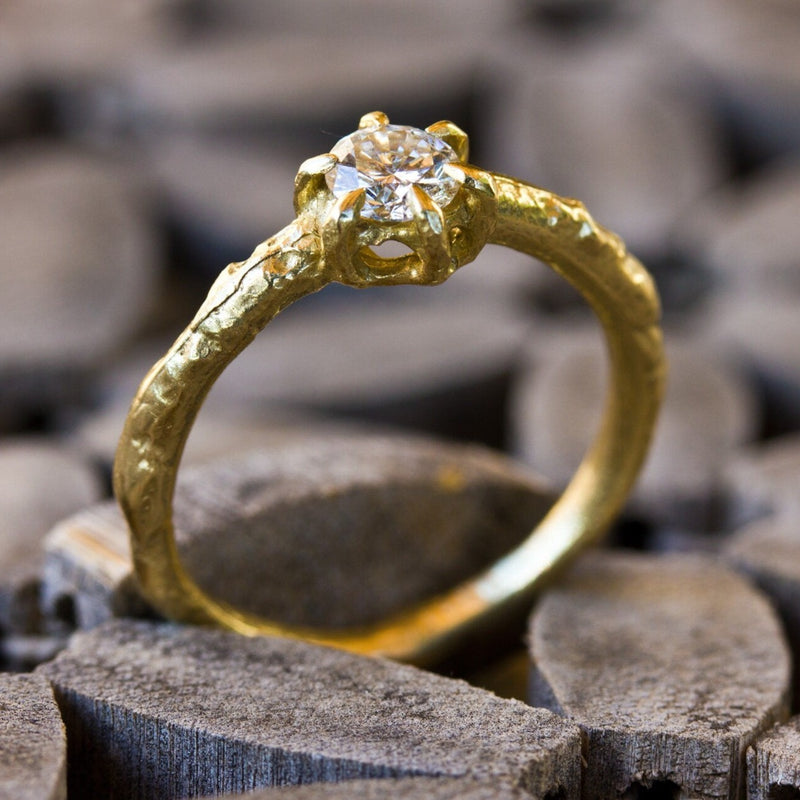 Antique Style Half Carat Diamond Engagement in 14k Yellow Gold-ZadokGold