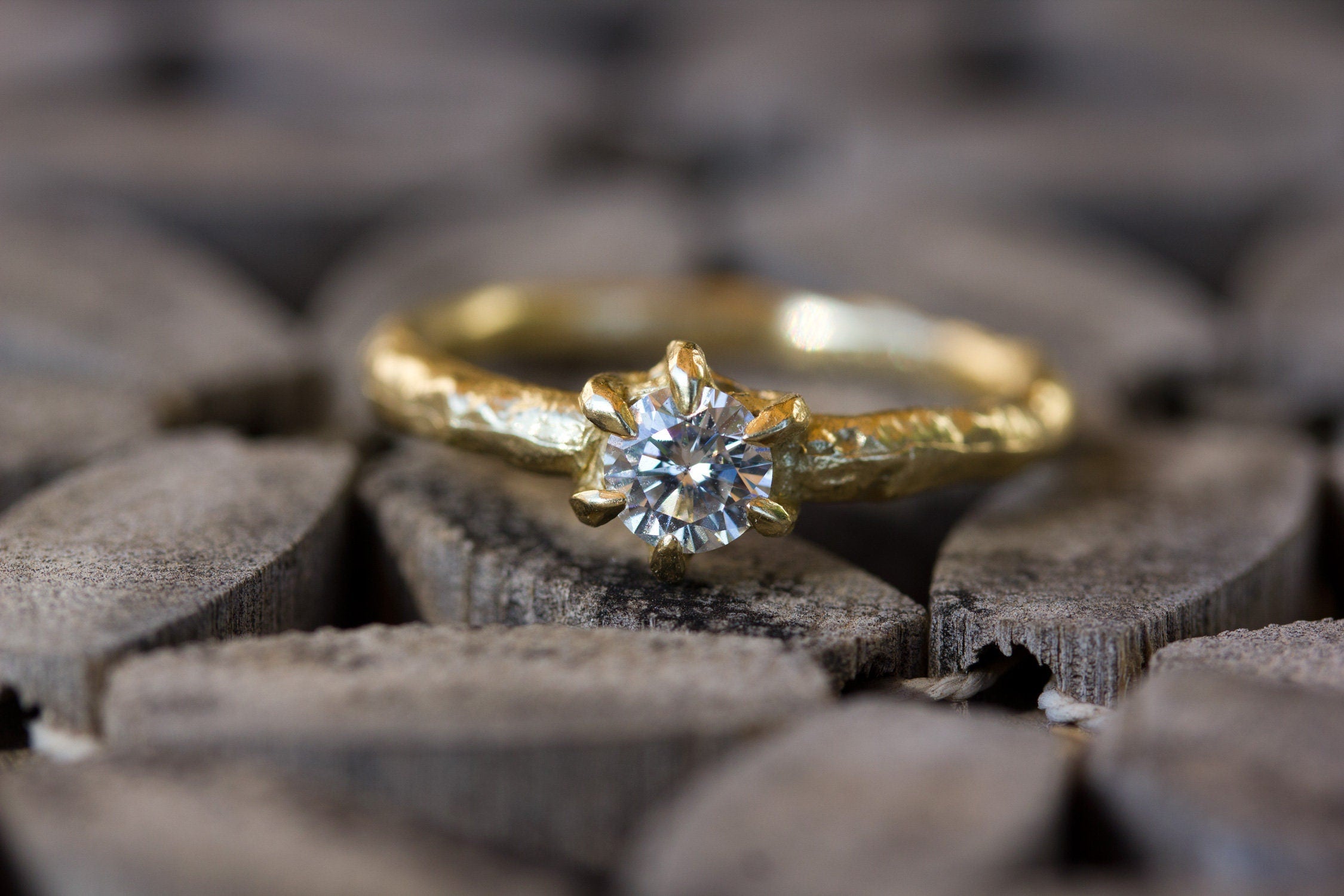 Antique Style Half Carat Diamond Engagement in 14k Yellow Gold