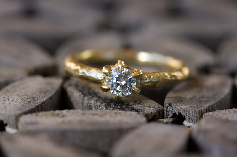 Antique Style Half Carat Diamond Engagement in 14k Yellow Gold-ZadokGold