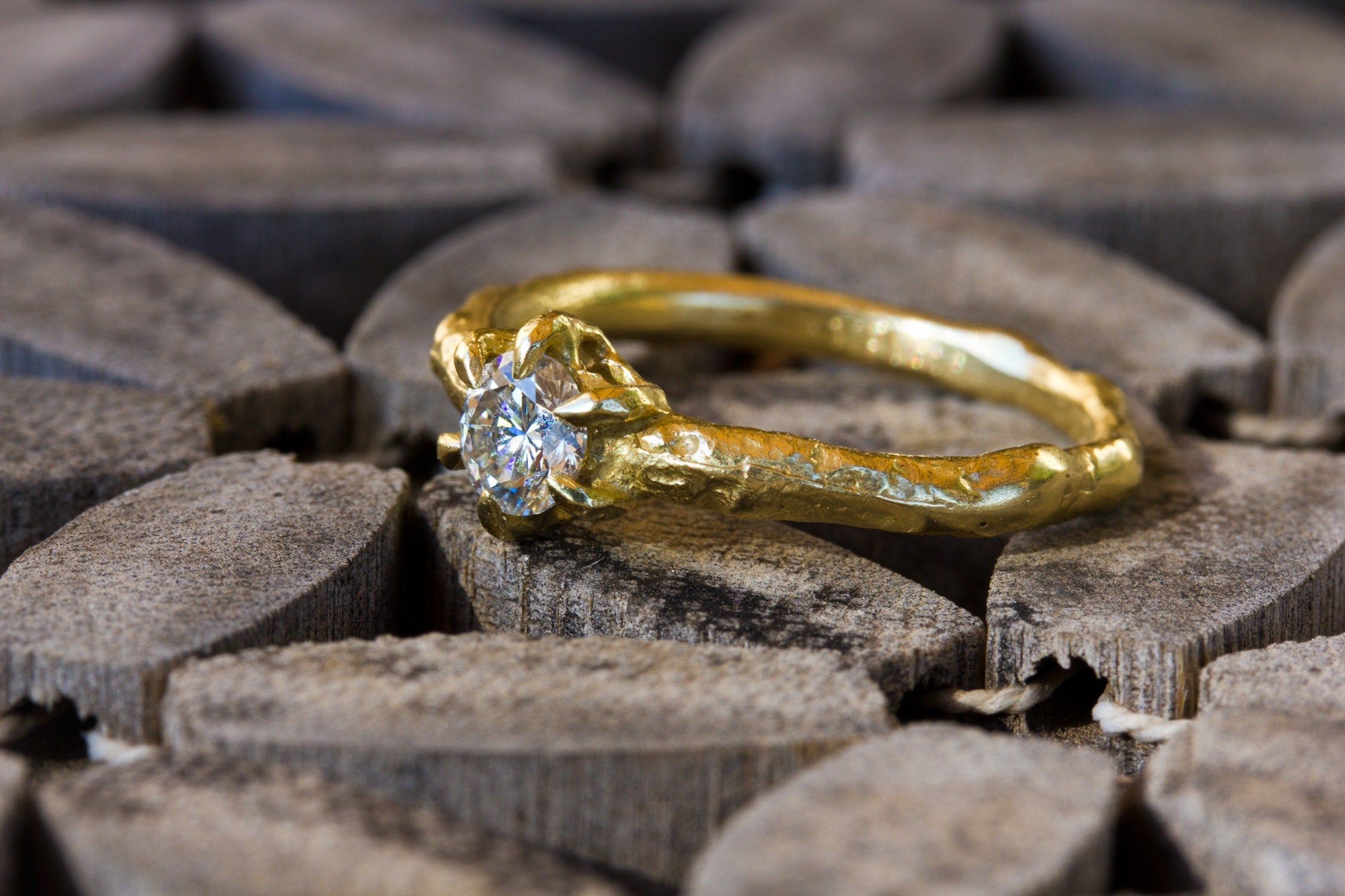 Antique Style Half Carat Diamond Engagement in 14k Yellow Gold