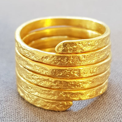 18K Gold Spiral Ring, Wrap Around Ring, Diamond Wedding Ring for Women, Statement Ring, Wide Band Ring, Large Gold Ring, Gold Swirl Ring-ZadokGold