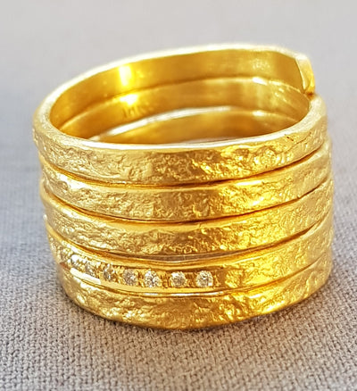 18K Gold Spiral Ring, Wrap Around Ring, Diamond Wedding Ring for Women, Statement Ring, Wide Band Ring, Large Gold Ring, Gold Swirl Ring-ZadokGold