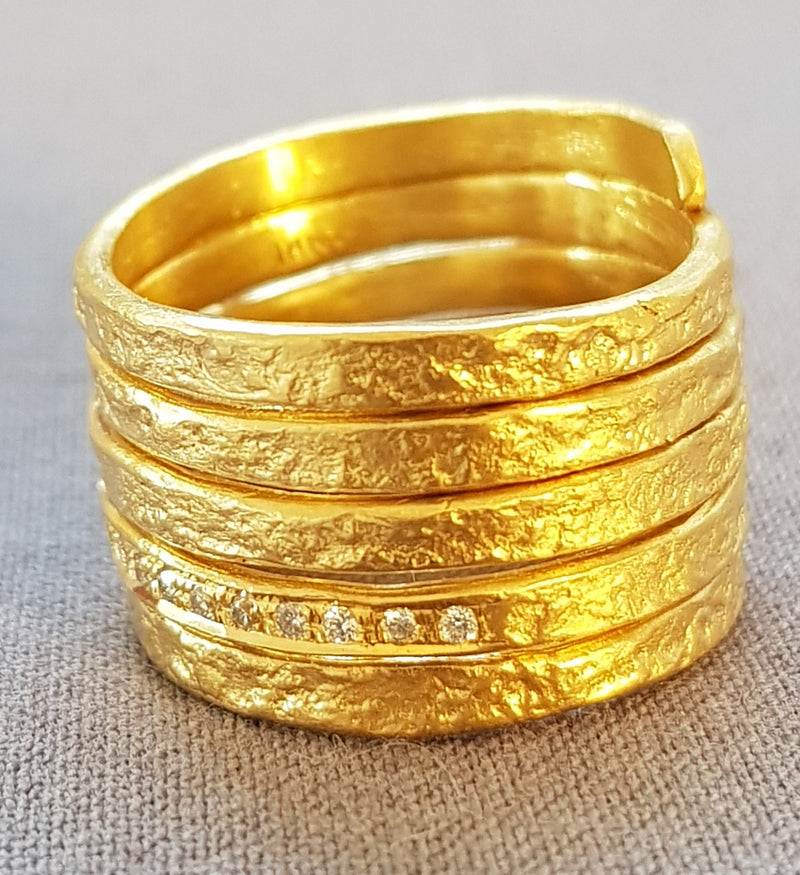 18K Gold Spiral Ring, Wrap Around Ring, Diamond Wedding Ring for Women, Statement Ring, Wide Band Ring, Large Gold Ring, Gold Swirl Ring-ZadokGold