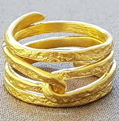 Gold hammered Wrap ring for women, Unique gold wedding band, Thumb Ring, Handcrafted Ring-ZadokGold