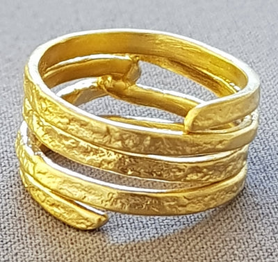 Gold hammered Wrap ring for women, Unique gold wedding band, Thumb Ring, Handcrafted Ring-ZadokGold