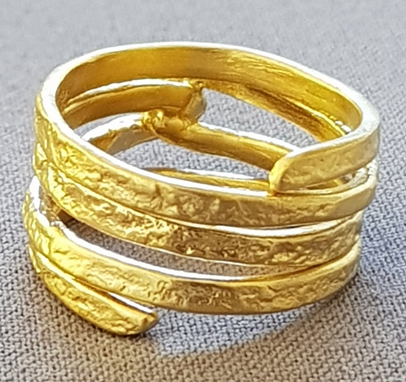 Gold hammered Wrap ring for women, Unique gold wedding band, Thumb Ring, Handcrafted Ring-ZadokGold