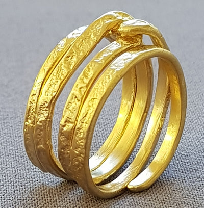 Gold hammered Wrap ring for women, Unique gold wedding band, Thumb Ring, Handcrafted Ring-ZadokGold