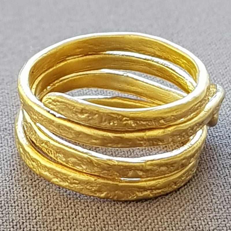 Gold hammered Wrap ring for women, Unique gold wedding band, Thumb Ring, Handcrafted Ring-ZadokGold