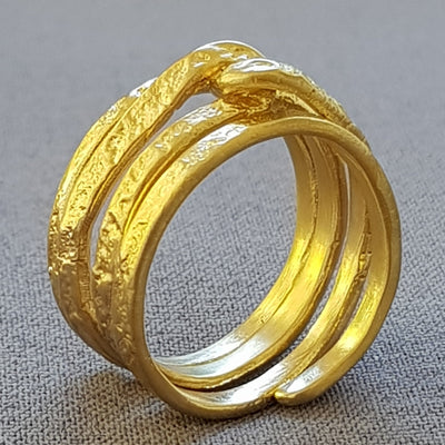 Gold hammered Wrap ring for women, Unique gold wedding band, Thumb Ring, Handcrafted Ring-ZadokGold